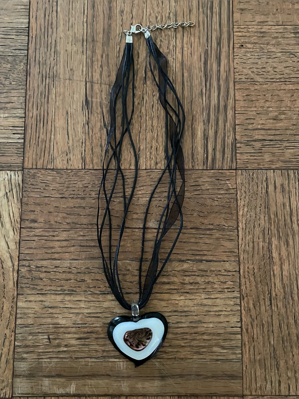 Dichroic Art Glass Swirl Heart Pendant Necklace